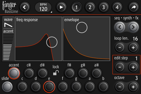iPhone TB303 bassline synthesizer